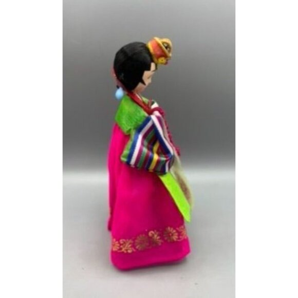Traditional Korean Hanbok Doll Bride Bright Colors Display - Picture 4 of 6
